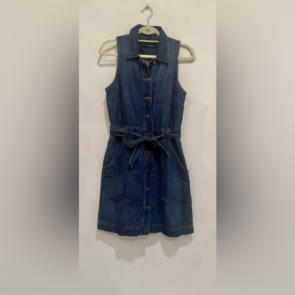 J Brand Medium Dark Blue Denim Midi Dress